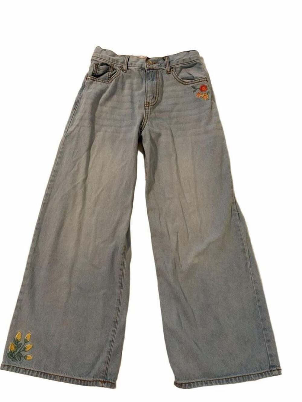Levi Strauss Signature Girls Baggy Jeans Light Wash Embroidered Size 8